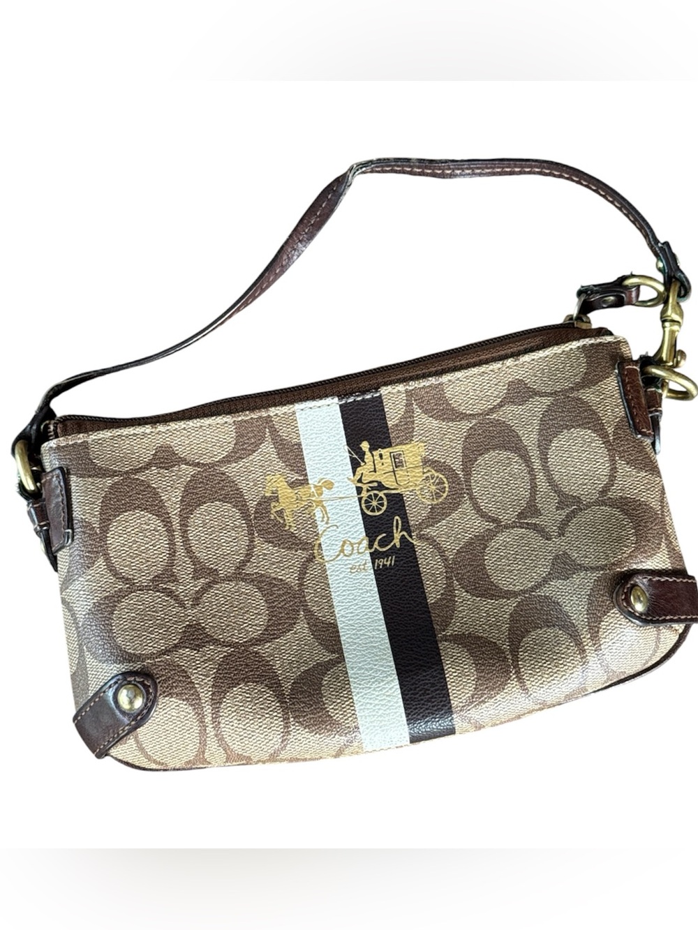 Coach Y2K 2007-2009 ear signature canvas wristlet